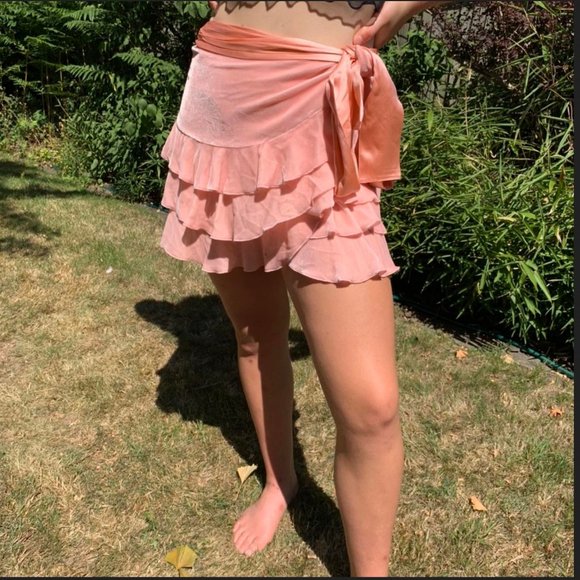 NEW sz M JUICY COUTURE Ruffle Velvet Wrap skirt - Picture 9 of 10